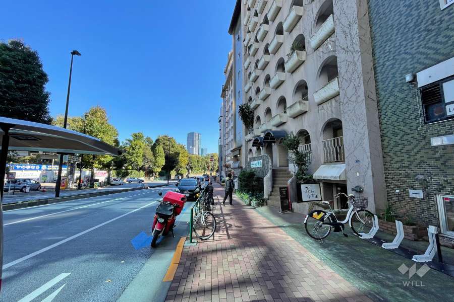 敷地北東側の前面道路（北西側から）