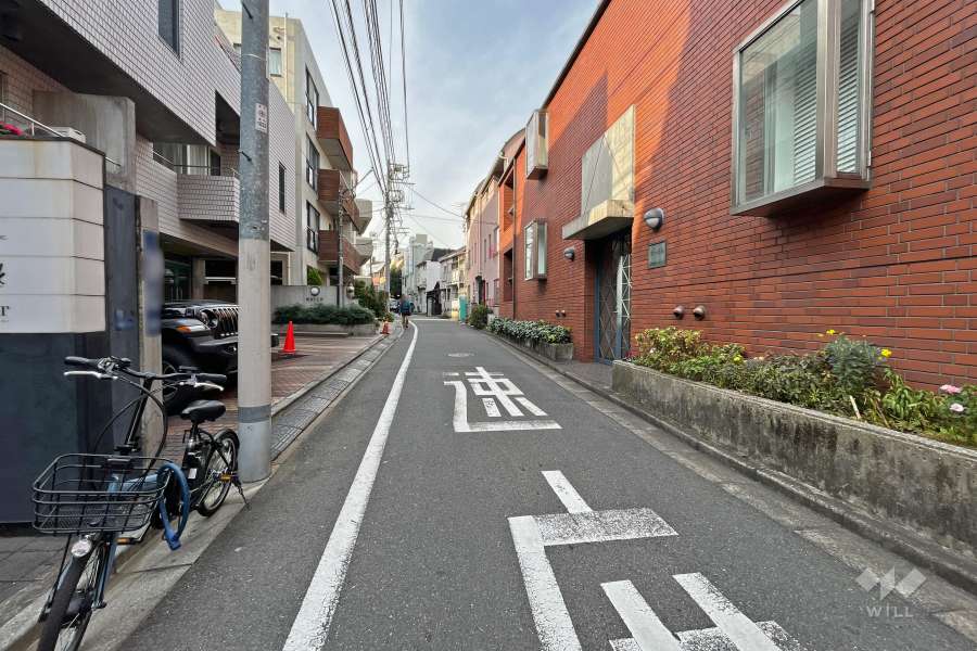 敷地北東側の前面道路（南東側から）