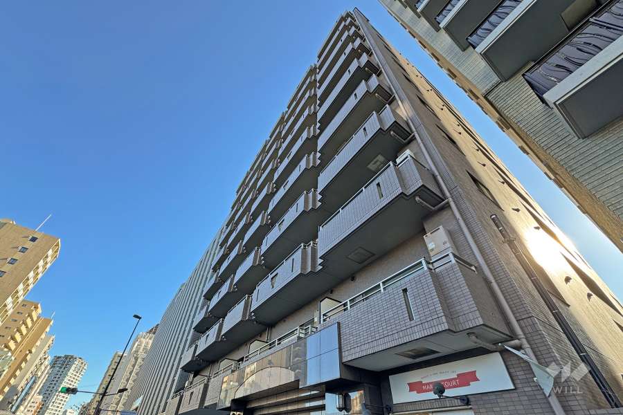 朝日白金台マンションの外観（北西側から）