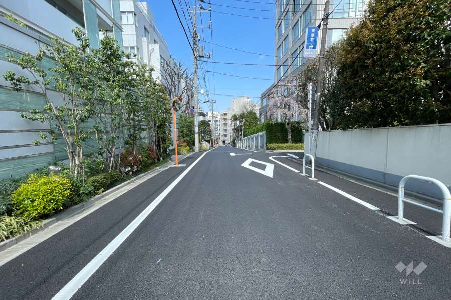 敷地北東側の前面道路（南東側から）
（