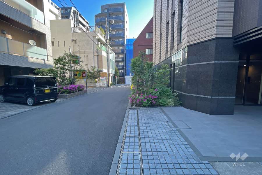 敷地北西側の前面道路（南西側から）