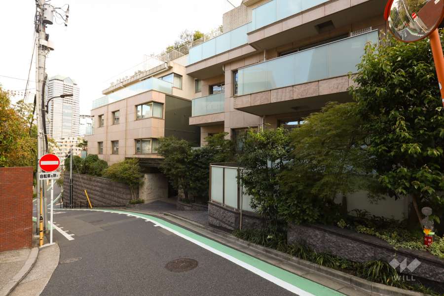 敷地の北西側前面道路（西側から)