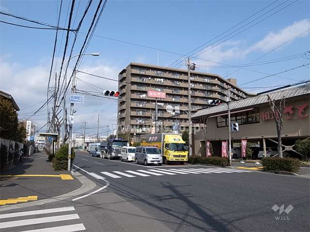 敷地西側は県道（産業道路）に面しています。