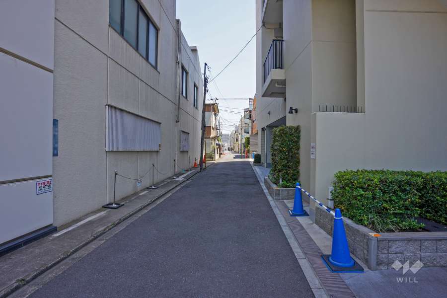 敷地北側の前面道路（西側から）