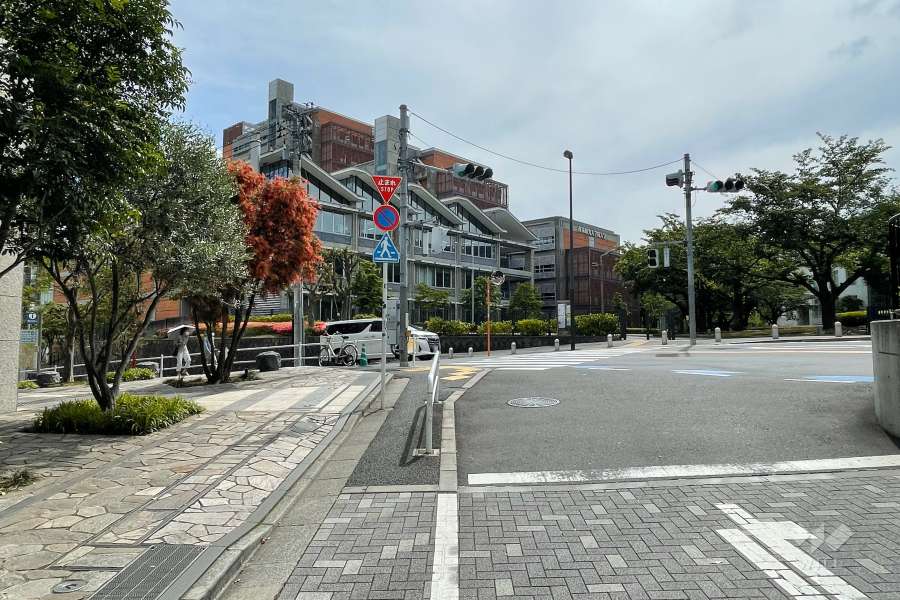 敷地の北西側前面道路（北東側から）