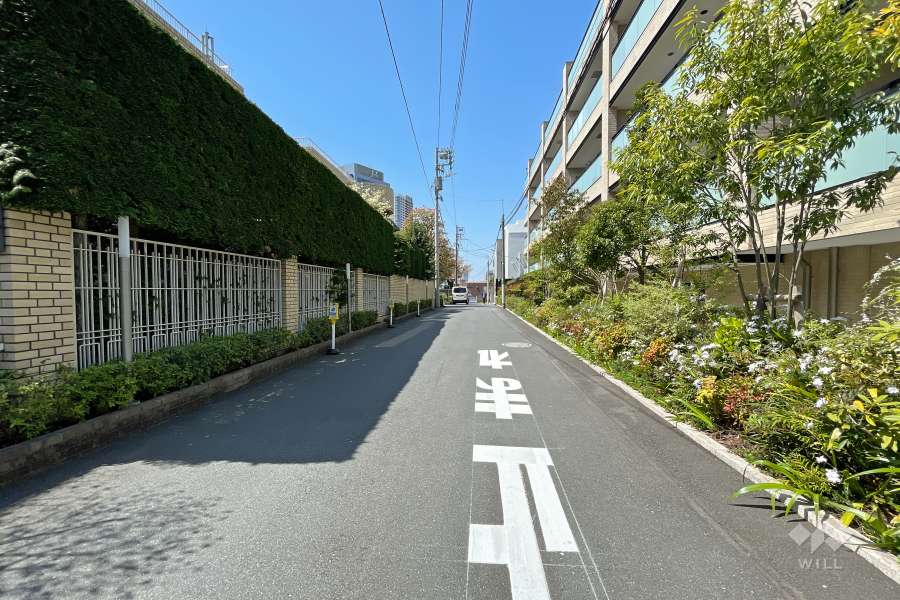 敷地西側の前面道路