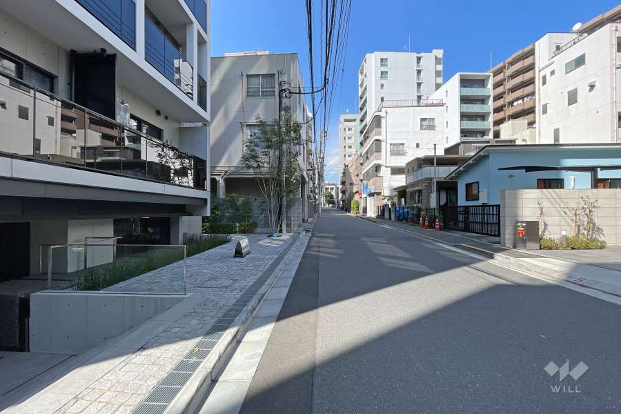 敷地東側の前面道路（南側から）