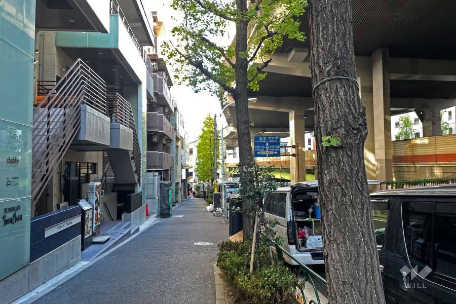 敷地南側の前面道路（西側から）