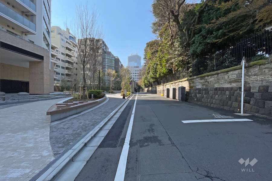 敷地西側の前面道路（北側から）