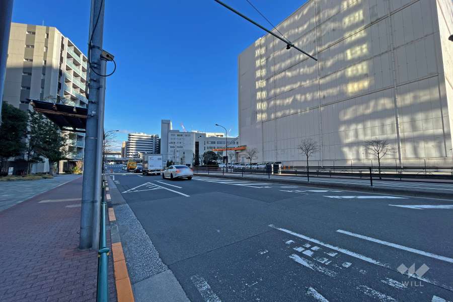 敷地南側の前面道路(西側から)