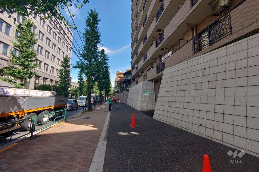 敷地南西側の前面道路（南東側から）