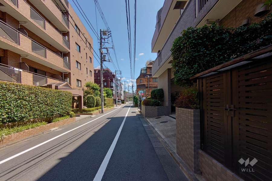 敷地北東側の前面道路（北西側から）