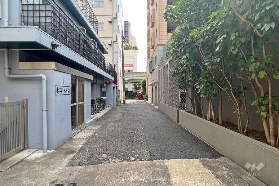 敷地北側の前面道路(西側から)