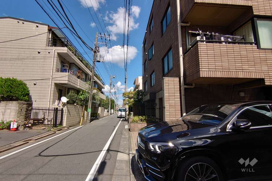 敷地北西側の前面道路（南西側から）