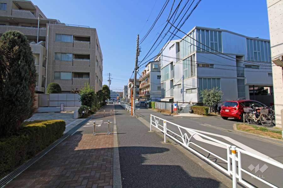 敷地北西側の前面道路（北東側から）