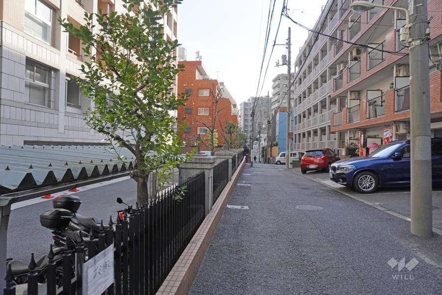 敷地西側の前面道路