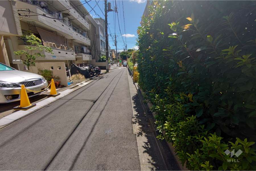 敷地北東側の前面道路（北西側から）