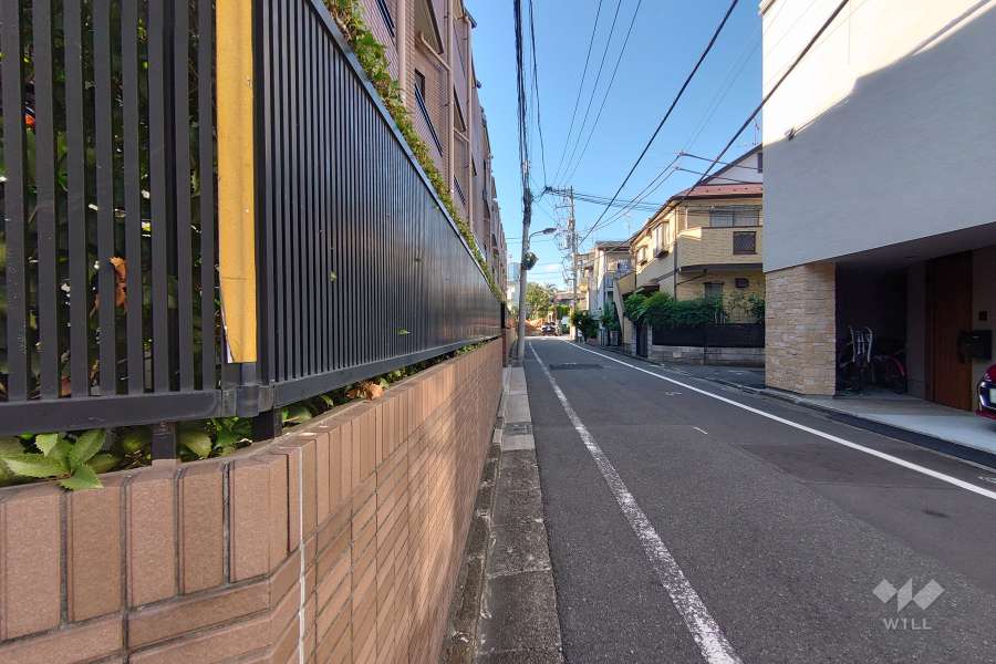敷地北東側の前面道路（南東側から）