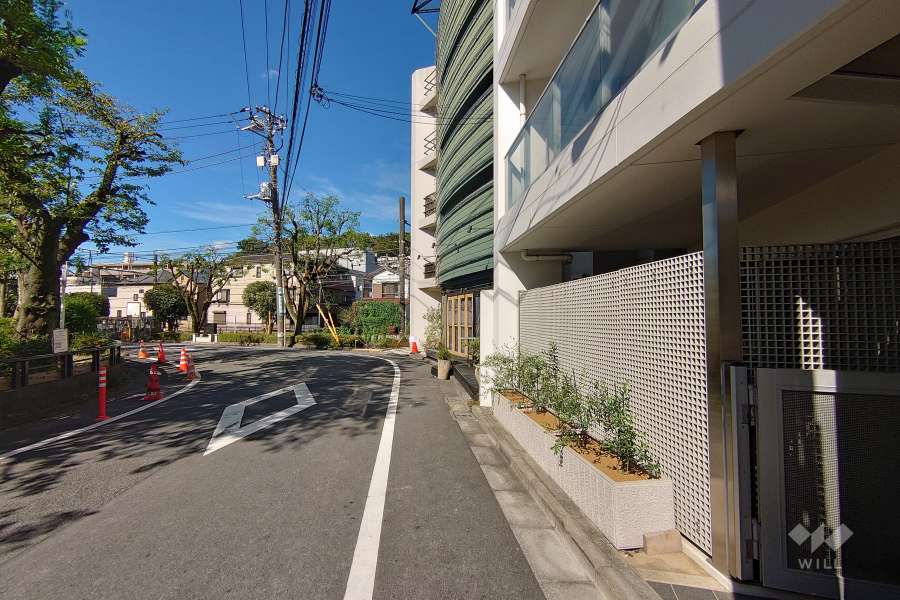 敷地南東側の前面道路（北東側から）