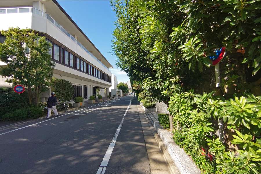 敷地南東側の前面道路（北東側から）