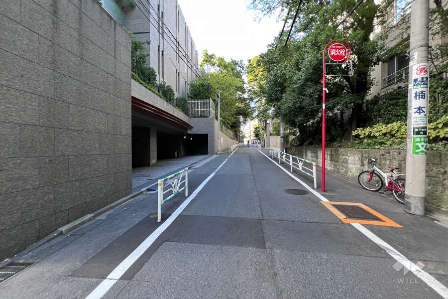 敷地北東側の前面道路（南東側から）