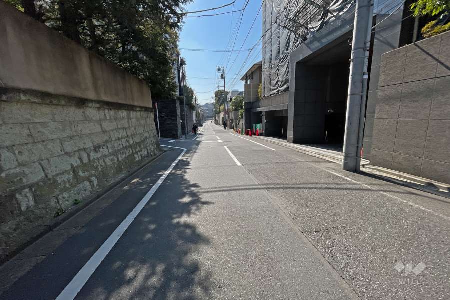 敷地東側の前面道路(北西側から)