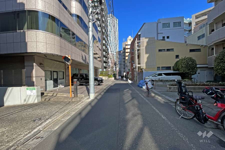 敷地西側の前面道路（北側から）