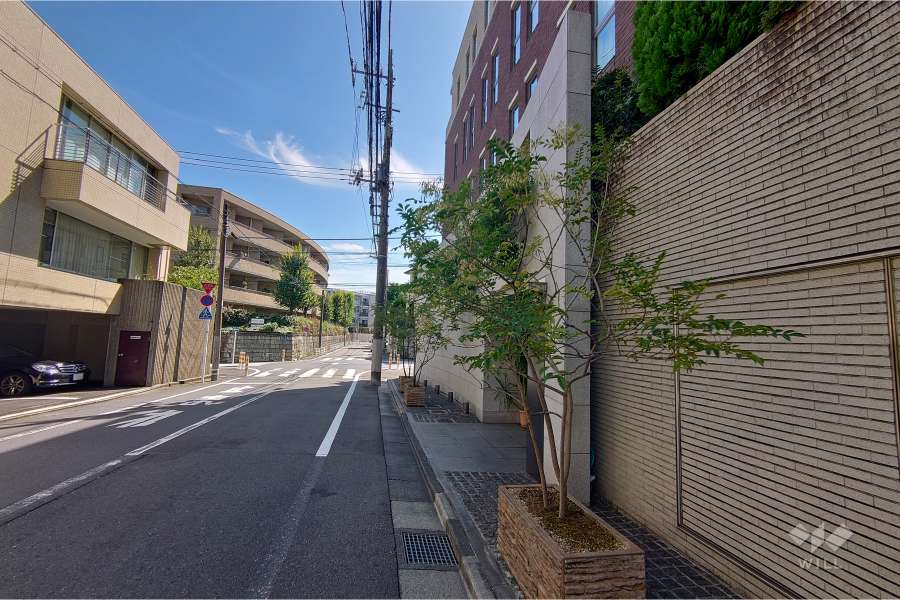 敷地北東側の前面道路（北西側から）