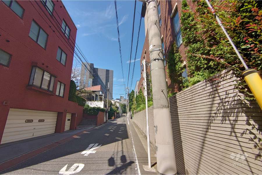 敷地南西側の前面道路（南東側から）
