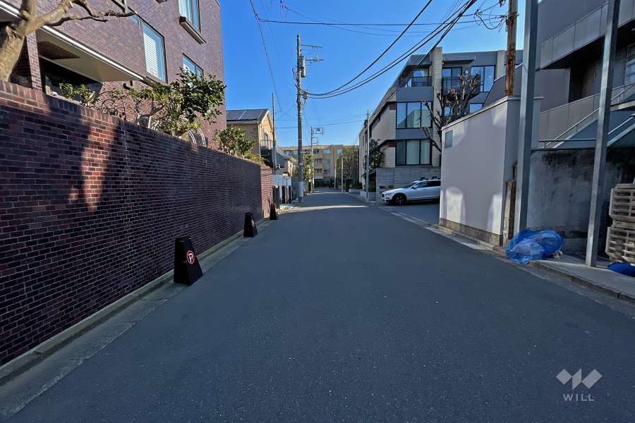敷地南西側の前面道路（北西側から）