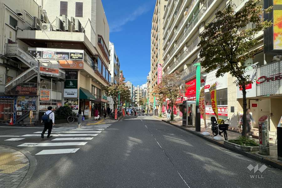 敷地南西側の前面道路（南東側から）