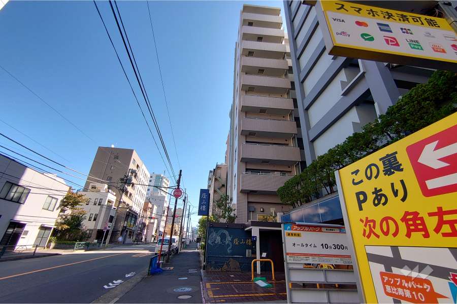 敷地北東側の前面道路（北西側から）