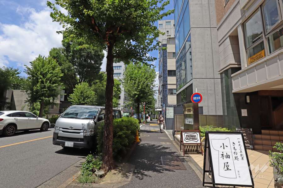 敷地西側の前面道路（南側から）