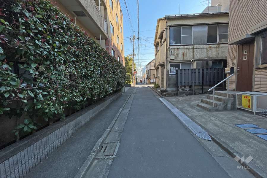 敷地西側の前面道路