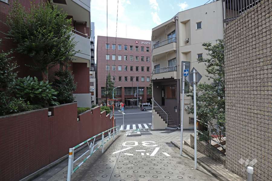 敷地西側の前面道路（北側から）