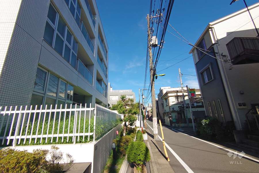 敷地南側の前面道路（西側から）