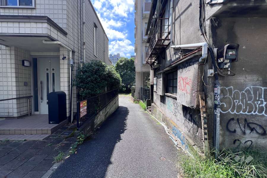 敷地の東側前面道路（北側から）
