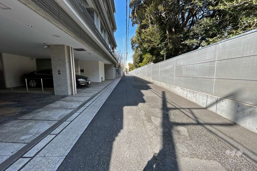 敷地北東側の前面道路（南側から）