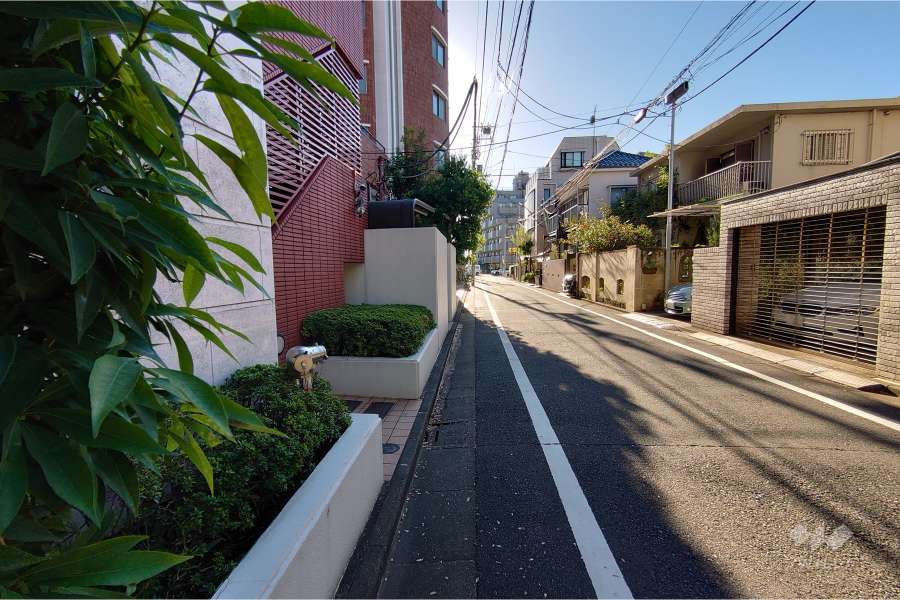 敷地北西側の前面道路（北東側から）