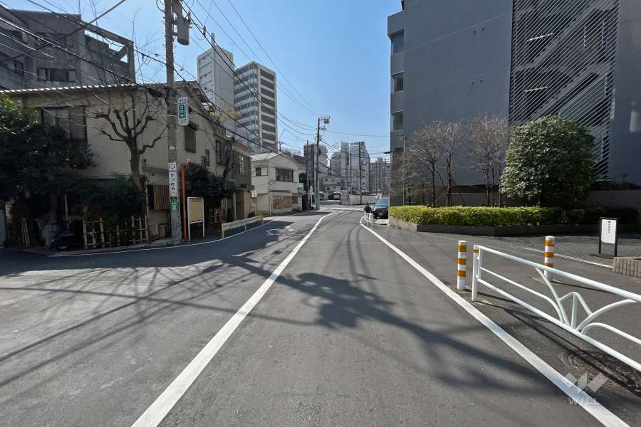 敷地東側の前面道路（北側から）
