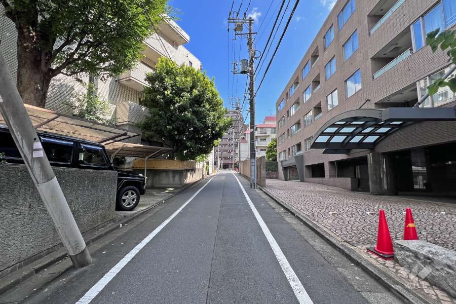 敷地北東側の前面道路（北西側から）