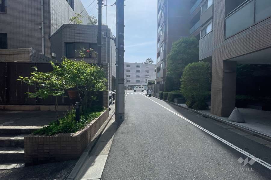 敷地北西側の前面道路（北東側から）