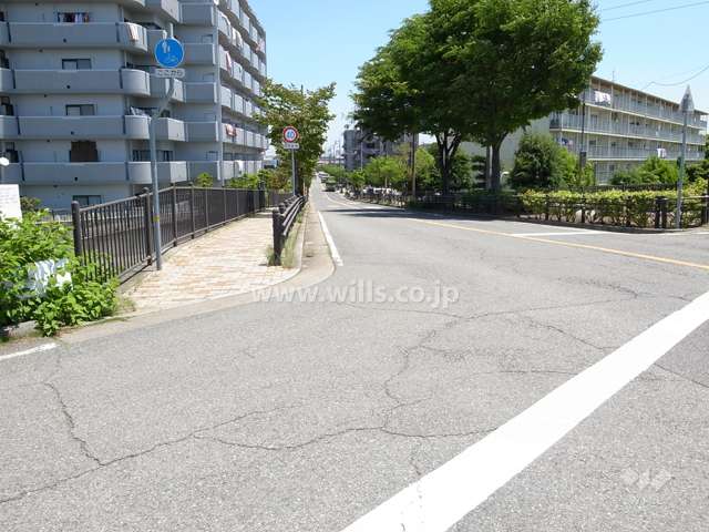 敷地南側の前面道路（西側から）