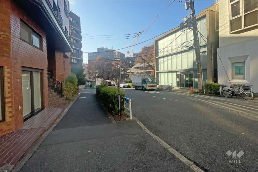 敷地西側の前面道路（北側から）