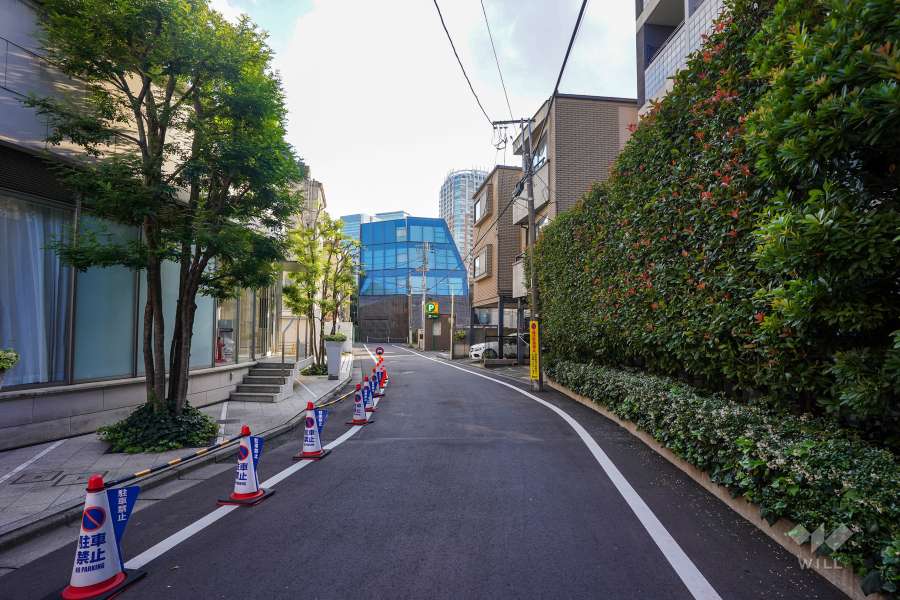 敷地南東側の前面道路（北東側から）
