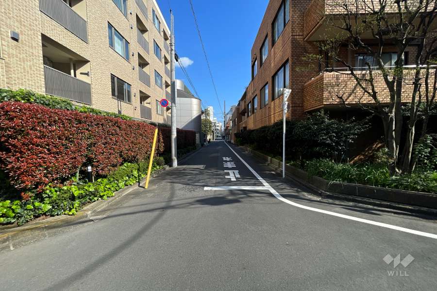 敷地北東側の前面道路(北西側から)