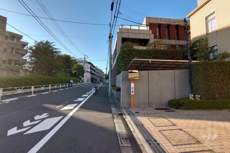 敷地南西側の前面道路（南東側から）