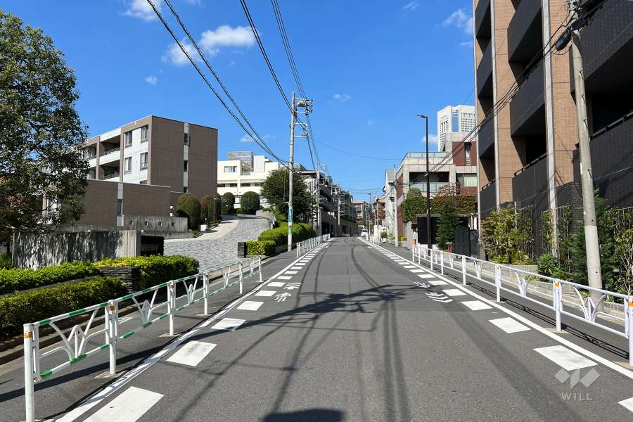敷地北東側の前面道路（南東側から）