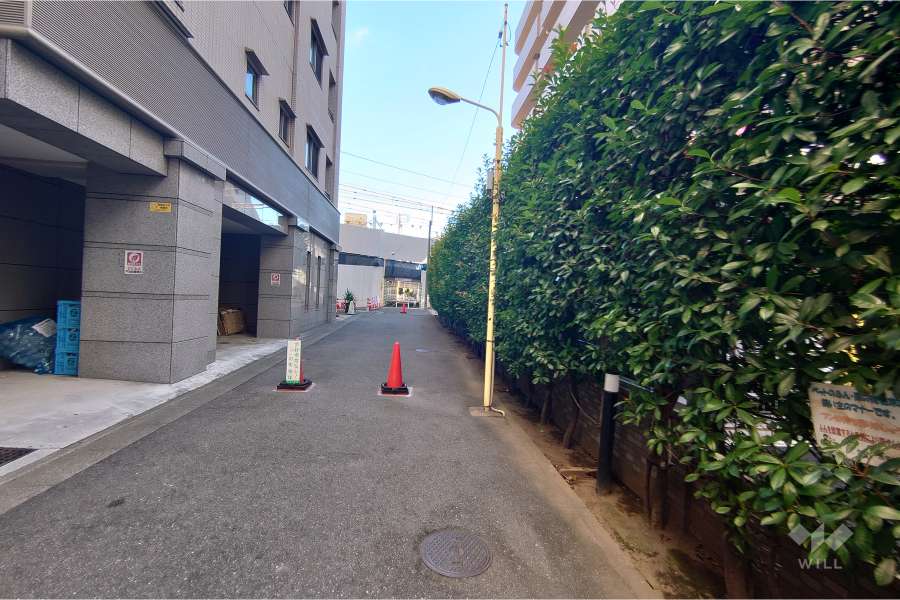 敷地東側の前面道路（北側から）