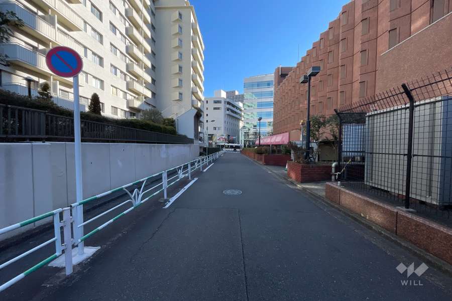 敷地南東側の前面道路(南西側から)